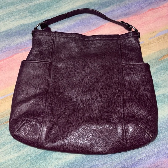 Coach shoulder crossbody Hobo pebbled bag dark plum - Picture 4 of 13